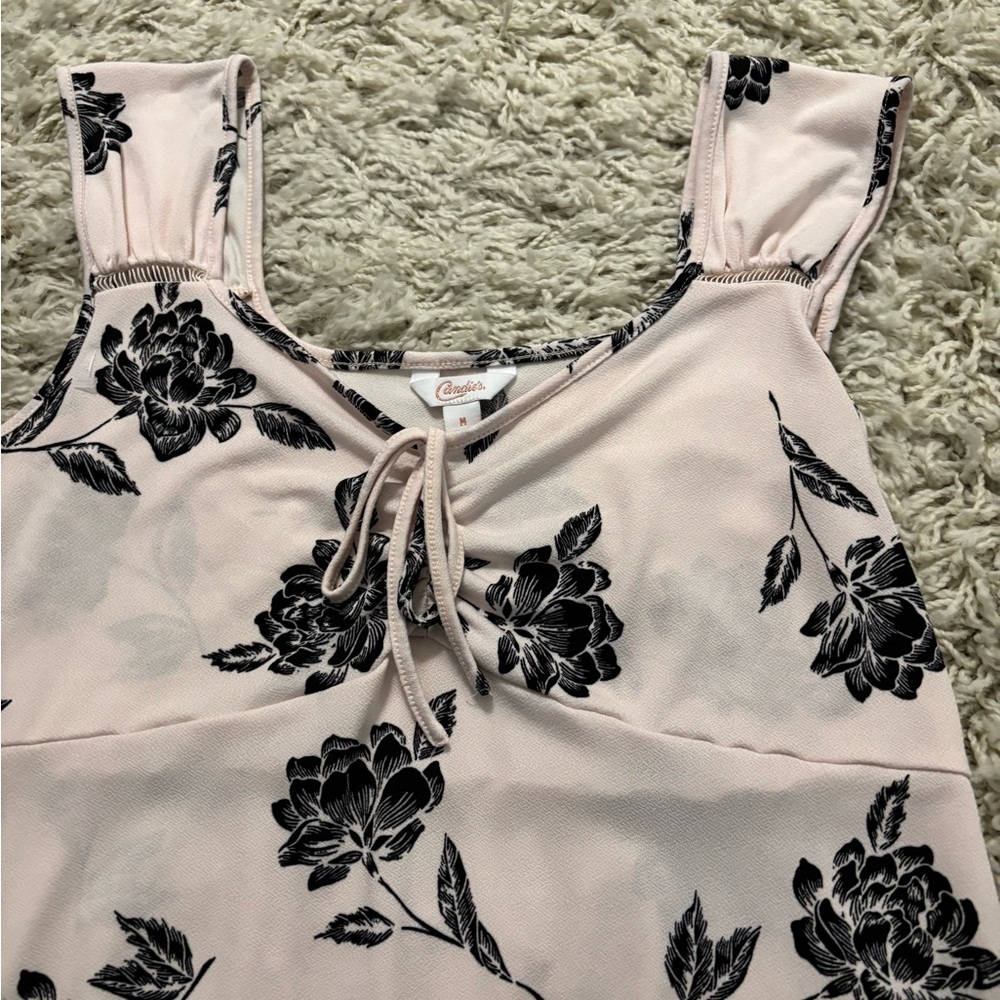 Candies Pink & Black Floral Print Sleeveless Women's Top Size M - Picture 7 of 9